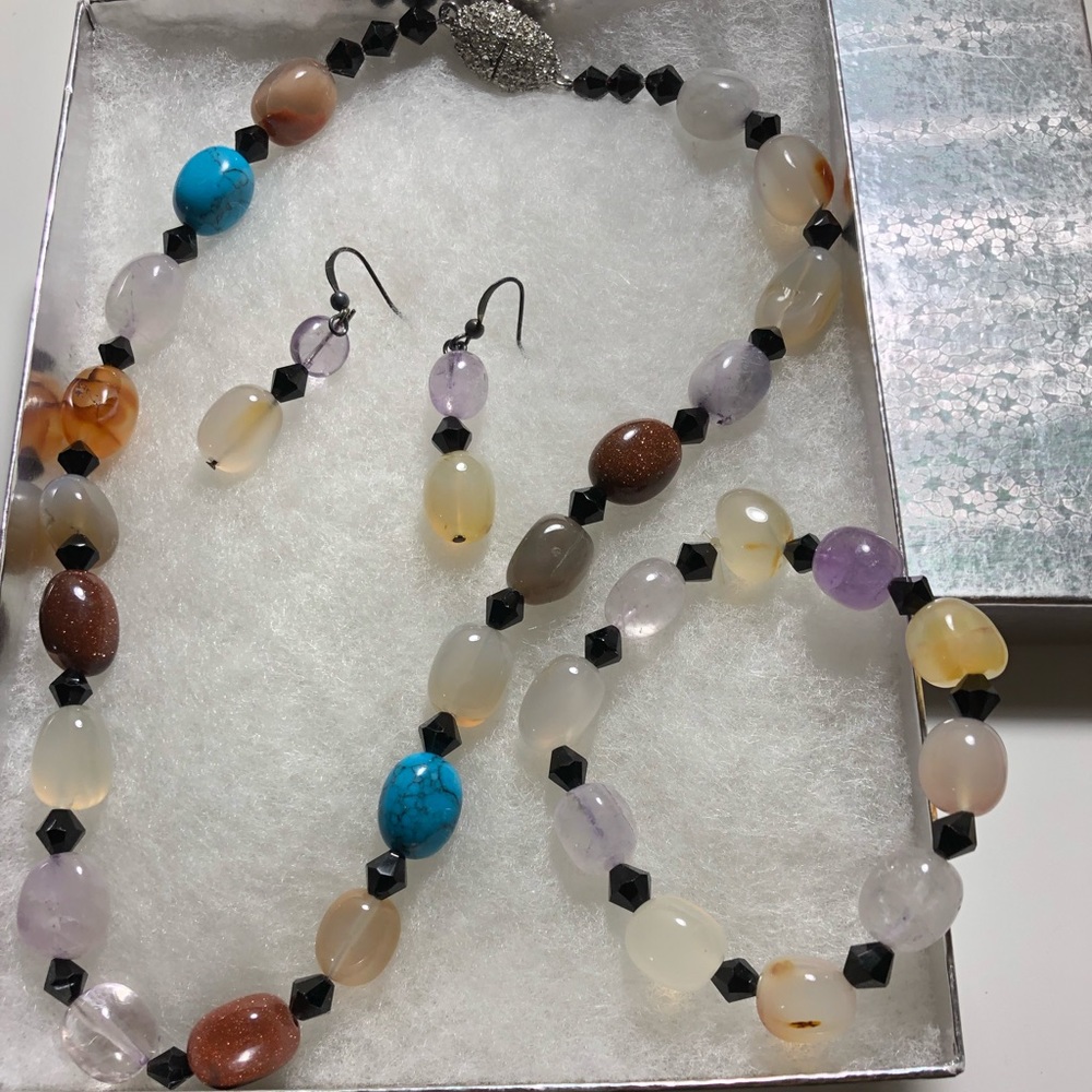 Stones Rocks Necklace Bracelet Earrings